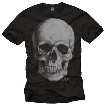 Cooles Biker T-Shirt SKULL TOTENKOPF schwarz 