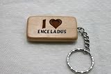 I Love Enceladus Wooden Keychain