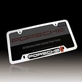Genuine OEM PORSCHE Stainless Steel Nameplate License Frame - POLISHED SILVER FINISH