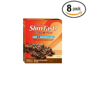 SlimFast 200 Calorie, Chewy Chocolate Crisp, Meal Bar 5-1.65-Ounce Bars Box  (Pack of 8)