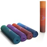 Aurorae Northern Lights Yoga Mat with Golden Sun Focal Icon -SGS approved Free from Phthalates and Latex. Biodegradable, Sunset (Golden)