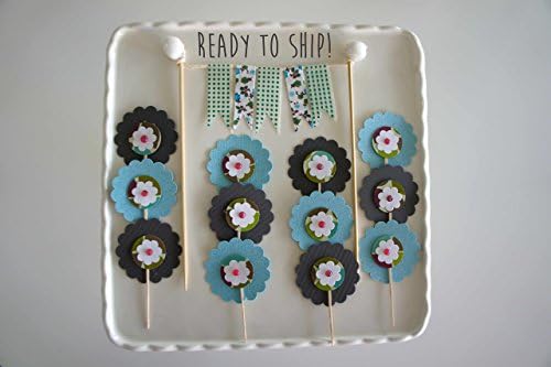 Snacks + Cake Party Pack - Straws with Flags and Banner Cake Topper Party In A Box Decorations - Great for a Shower or Birthday