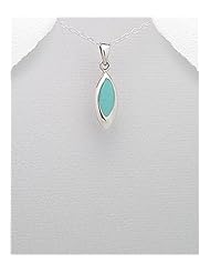 Reconstructed stones Pendant Necklace In 92.5 Sterling Silver