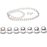 AugustinaJewelry Freshwater Cultured 18 Inches 1-Strand 6.5-7mm White Pearl Necklace & 6.5-7mm White Pearl Earrings with 14/20 yellow-gold-filled Mount