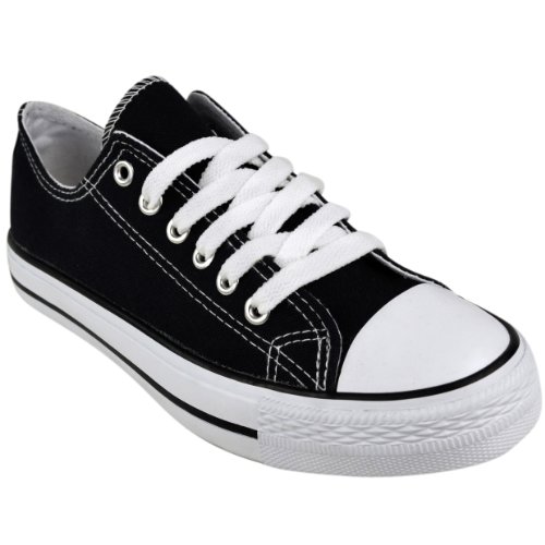 Fashion Thirsty Womens Canvas Lace Up Plimsoll Flat Gym Shoes Trainers Sneakers Size