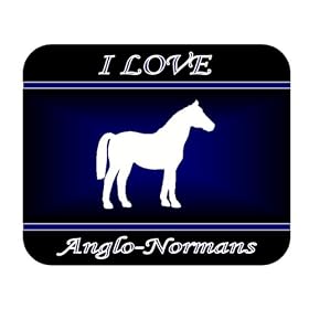 I Love "Anglo-Norman" Horses Mouse Pad - Blue Design