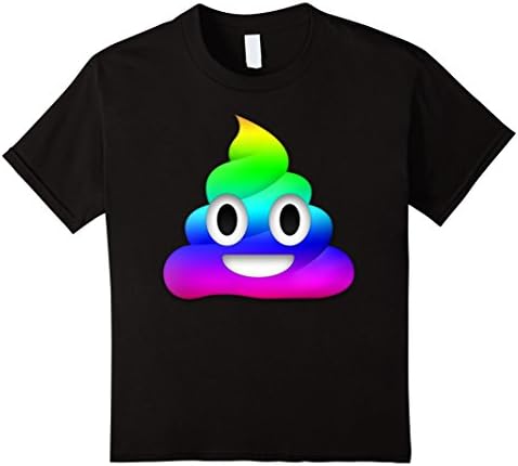 Kids Rainbow Colored Poop Emoji Happy Hilarious Novelty Tshirt 8 Black