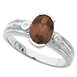 14K White Gold Smoky Quartz and Diamond Ring