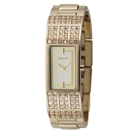 DKNY Ladies, NY4416, Stainless Steel Case, Gold IP Bracelet with glss crystal detail, Analogue