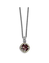 Sterling Silver 2.38ct 14k Yellow Gold 2.38 Garnet 18in Vintage Style Necklace