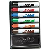 Expo Dry Erase Marker Organizer with Mounting Strip, Incl 6 Markers, 1 Eraser SAN83056