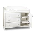 South Shore Furniture, Cotton Candy Collection, Changing Table with 2 Pull-Out Shelves, Pure White
