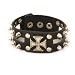 Rockabilly Iron Cross with Metal Spike Leather Wrist Band Bracelet