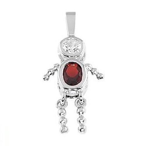 Silver January Garnet Cubic Zirconia Birthstone Baby Boy Brat Charm