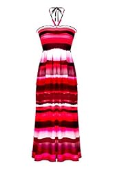 Plus Size Strapless Striped Print Polka Dot Print Jersey/Polyester/Rayon/Spandex/Knit Halter Short Sleeves Sleeveless Shirred Summer Midi Dress 