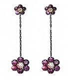 Earrings - E122 - Swarovski Crystal Flower Drop ~ Amethyst (Purple)