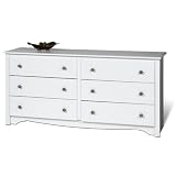 Prepac WDC-6330 White Monterey Six Drawer Dresser - Dressers