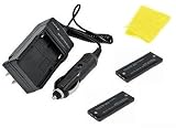 Multipack (2 Count): Digital Replacement Battery PLUS Mini Battery Travel Charger for Specific Digital Camera and Camcorder Models / Compatible with KONICA DR-LB1, KYOCERA BP-800S, BP-900S, Konica Minolta DR-LB1 Charges with Intelligent Charge Technology - Includes Car Adapter, TWO Batteries and ONE Soft Nonporous Microfiber Cleaning Cloth