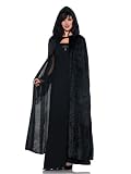 Black Crushed panne Velvet Hooded Cloak 55 inch Cape Classic Vampire Devil Sorceress Renaissance Gothic Costume