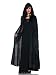 Black Crushed panne Velvet Hooded Cloak 55 inch Cape Classic Vampire Devil Sorceress Renaissance Got