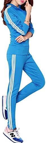 Your Gallery Women's Stripe Pattern Zip up Long Sleeve Sports Suit Tracksuit X-Large Blue