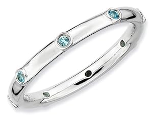 Stackable Expressions Sterling Silver Blue Topaz Stackable Ring Size 8