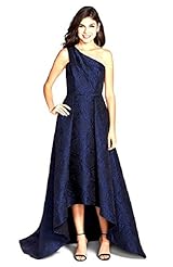 Floral Print One Shoulder Jacquard  Dress with a Brush/Sweep Train 