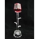 Red Crystal Rose Sculpture with 3 COLOR LED Lights Stand; Gift for Valentine's Day and Mother Day