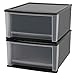 IRIS 32 Quart Stacking Drawer, 2 Pack, Black