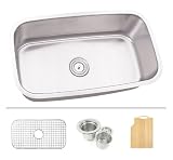 32 Inch Stainless Steel Undermount Single Bowl Kitchen Sink - 16 Gauge Free Accessories