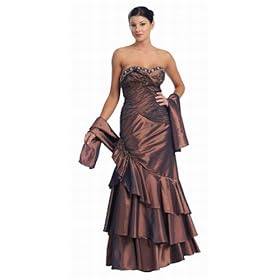 Strapless Junior Designer Long Brown Prom Dress