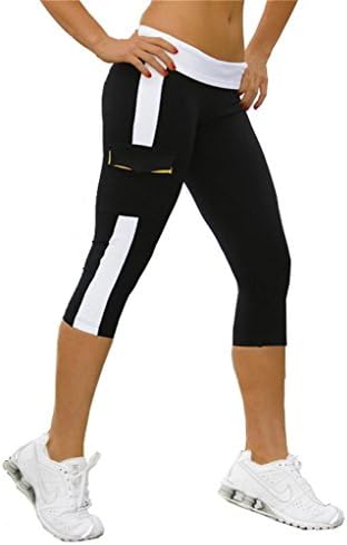 4HOW Women's Capri Tights leggings Yoga Pants Calf-Length with Side pockets