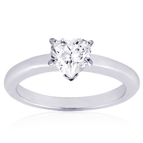 GIA Certified Solitaire Diamond Engagement Ring in White Gold with a 1.05 Carat F Color VS2 Clarity Heart Cut Diamond