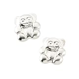 14K White Gold Teddy Bear Children's Earrings