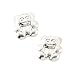 14K White Gold Teddy Bear Children's Earrings