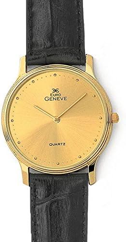 Euro Geneve 14K Gold Men's Round Leather Band Watch-47392
