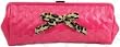 New Lux De Ville Date Clutch Pink Patent Vinyl with Leopard Bow Purse Handbag Rockabilly Retro Punk