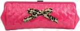 New Lux De Ville Date Clutch Pink Patent Vinyl with Leopard Bow Purse Handbag Rockabilly Retro Punk