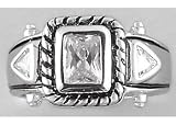 Bay Studio Clear Cubic Zirconia Rope Design Ring SILVERTONE 7 Ring
