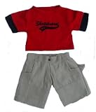 Red Skater T-shirts and Khaki Pants Clothes for 14 - 18 Stuffed Animals and Dolls