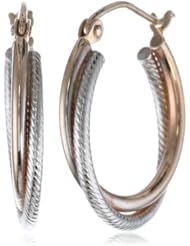 10k Two Tone Gold 3mm Two Row Hoop
