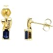 14K Yellow Gold Sapphire and Diamond Earrings