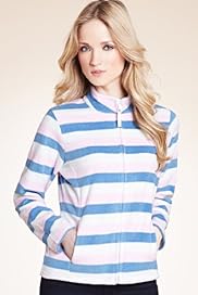 Funnel Neck Multi Striped Fleece Jacket