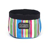 Kyjen Outward Hound Port-A-Bowl Fashion Print, Stripe, 48-Ounce