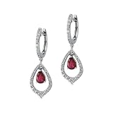 14K White Gold 1/4 ct. Diamond and Ruby Earrings
