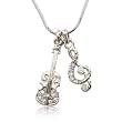 Crystal Music Violin Pendant Necklace Fashion Jewelry