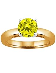 1.10 Ct Round Canary SI1/SI2 Diamond 14K Yellow Gold Solitaire Ring