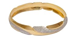 Gold and Rodium Plated Bangle Bracelets Womens Costume Jewelry in Indian-Style 2.5 inches (cban021a)