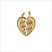 14k Yellow Gold, Sharing Split Heart Pendant Charm with I Love You 16mm Wide