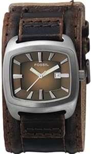 Fossil Casual Cuff Leather Watch Brown with Silver-Tone [Watch] Fossil